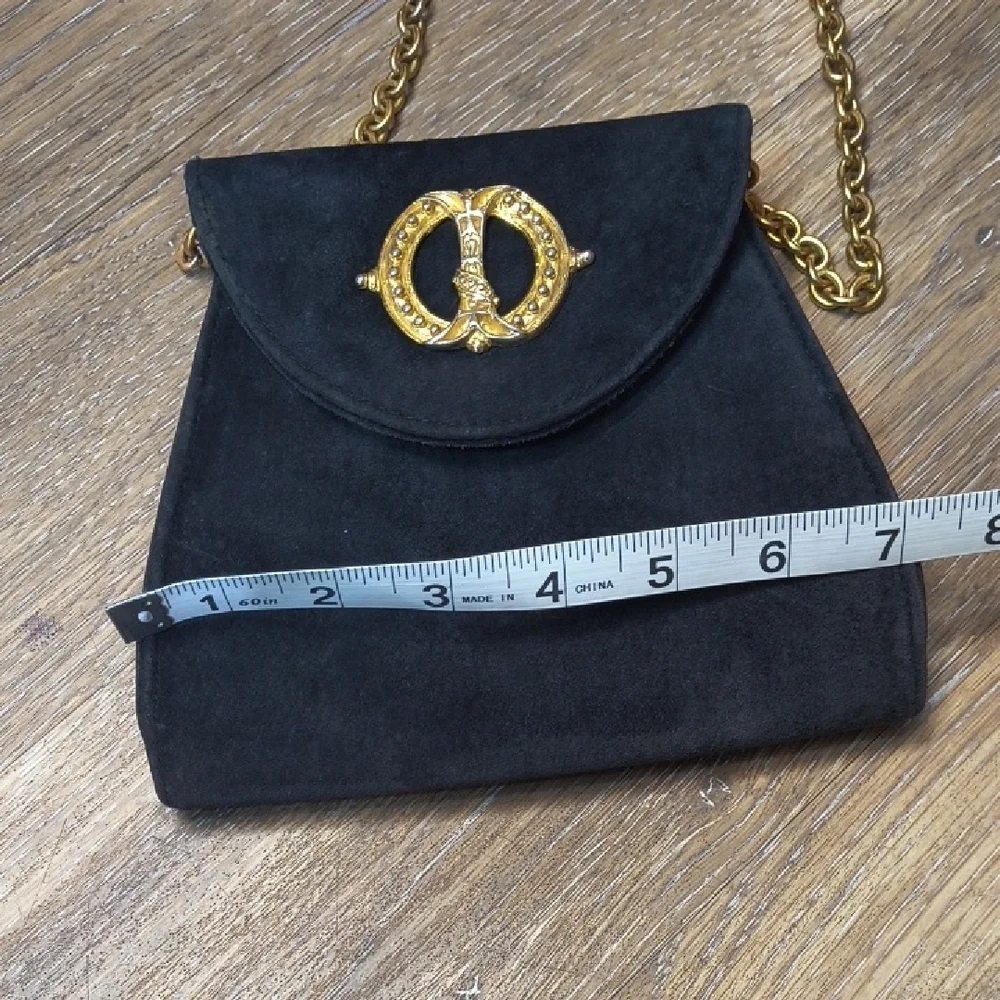 Vintage Black Crossbody Bag Gold Chain
